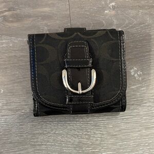 Coach Black Wallet with Silver Accent